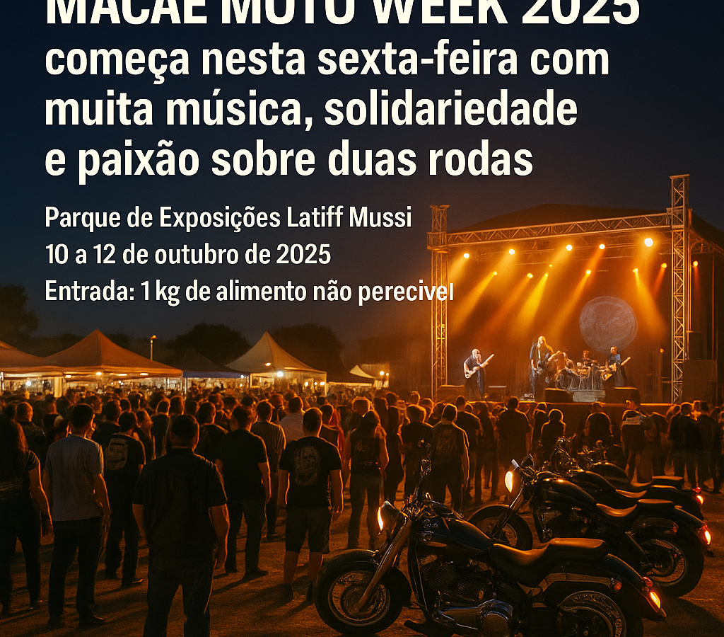 Macaé Moto Week 2025 começa hoje sexta-feira com muita música, solidariedade e paixão sobre duas rodas