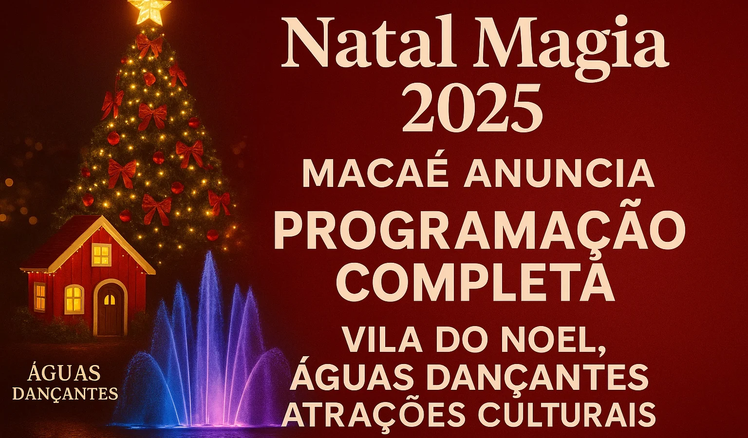 Macaé anuncia programação completa do Natal Magia 2025 com Vila do Noel, Águas Dançantes e atrações culturais