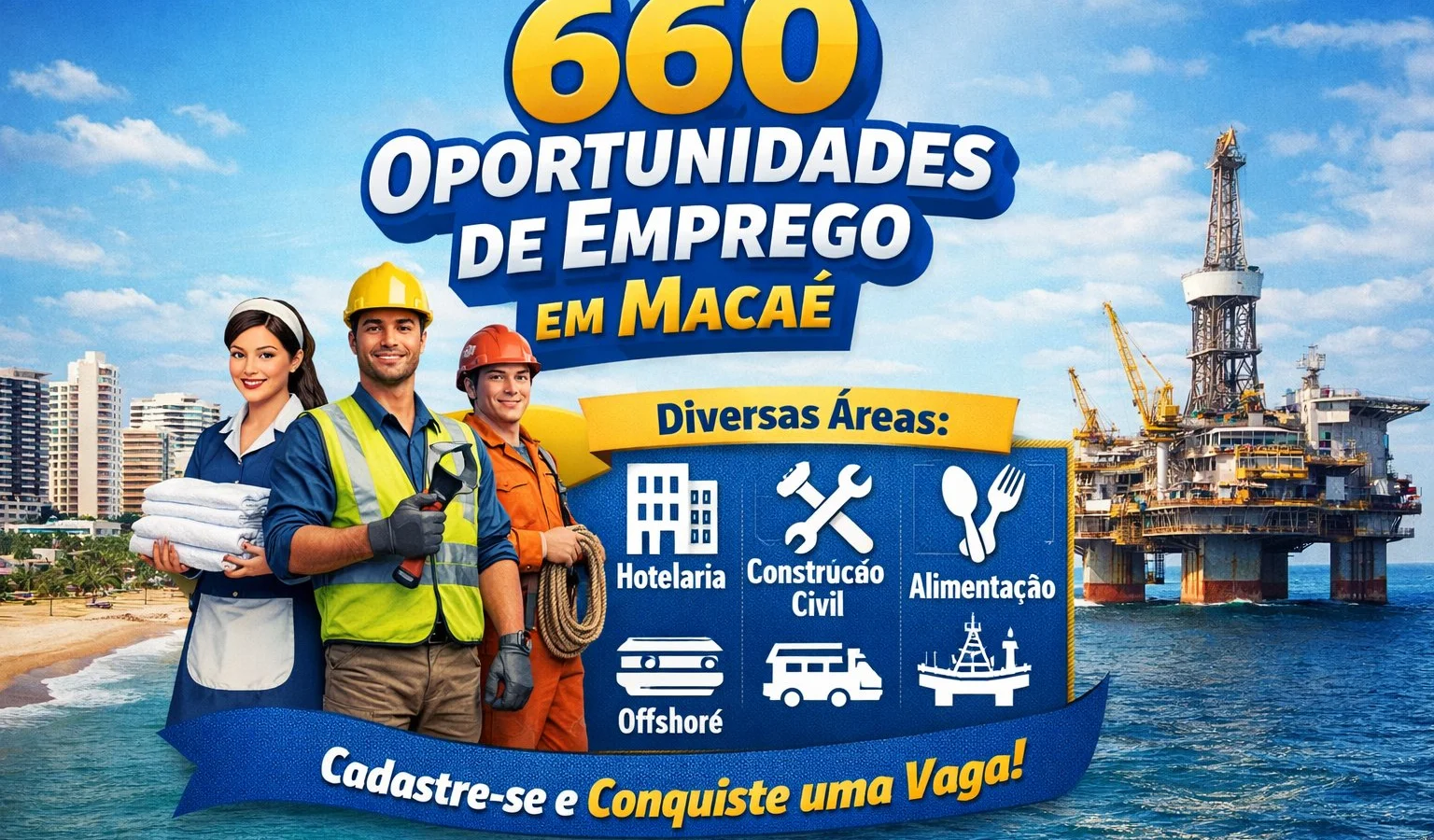 Semana começa com 660 oportunidades de emprego em Macaé