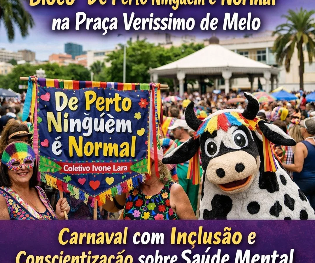 Praça Veríssimo de Melo receberá bloco “De Perto Ninguém é Normal” com foco em saúde mental no Carnaval de Macaé