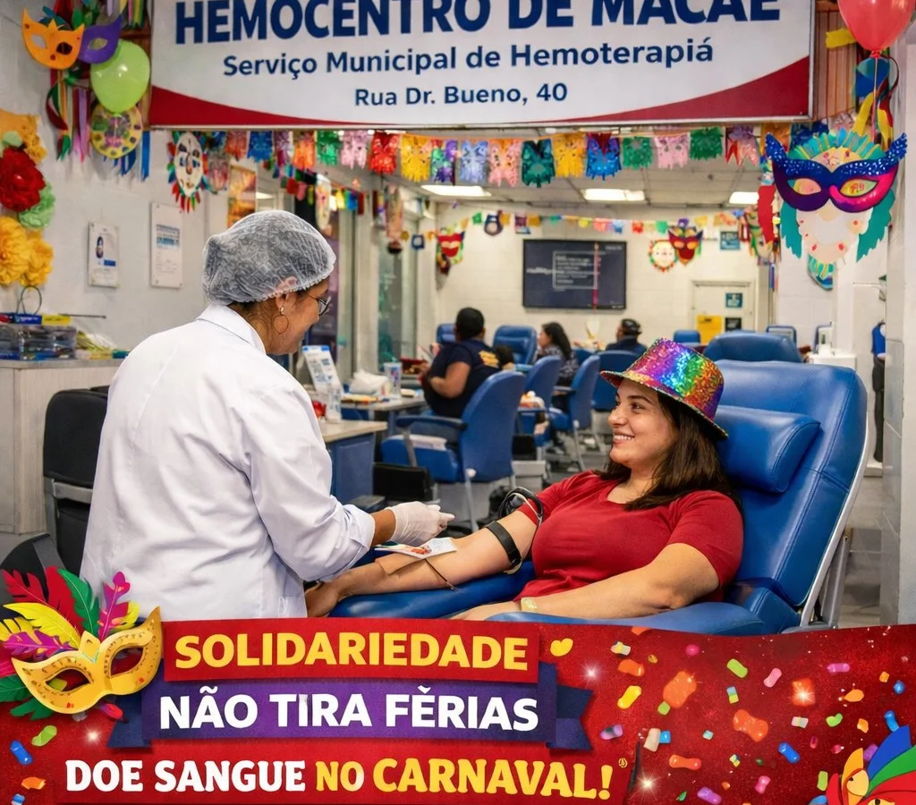 Hemocentro de Macaé reforça campanha de doação de sangue para manter estoques durante o Carnaval