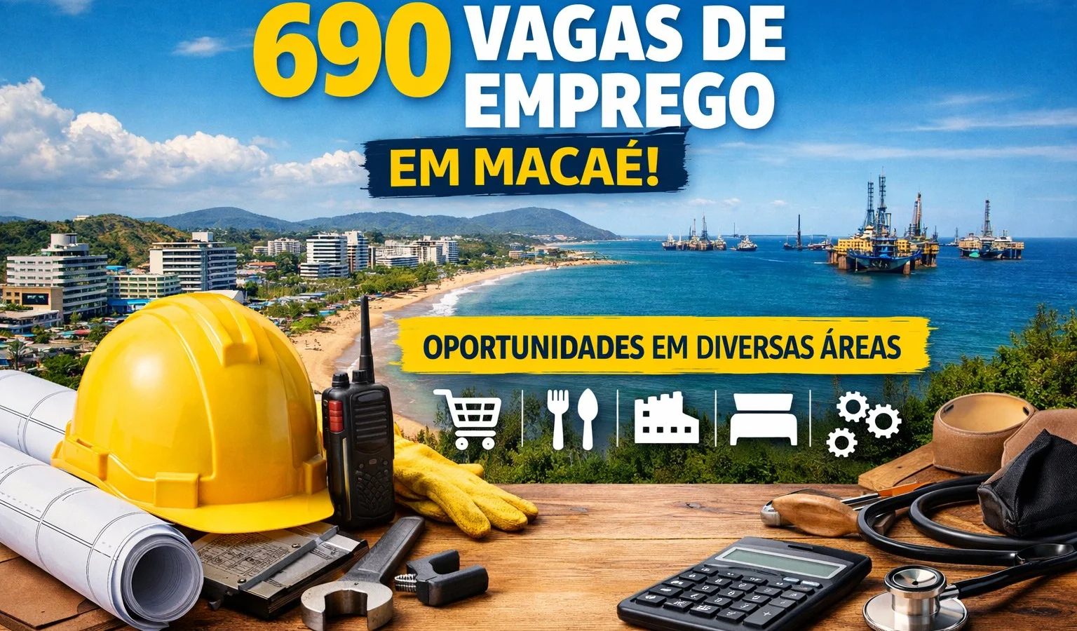 Macaé inicia a semana com 690 vagas de emprego em diferentes áreas do mercado