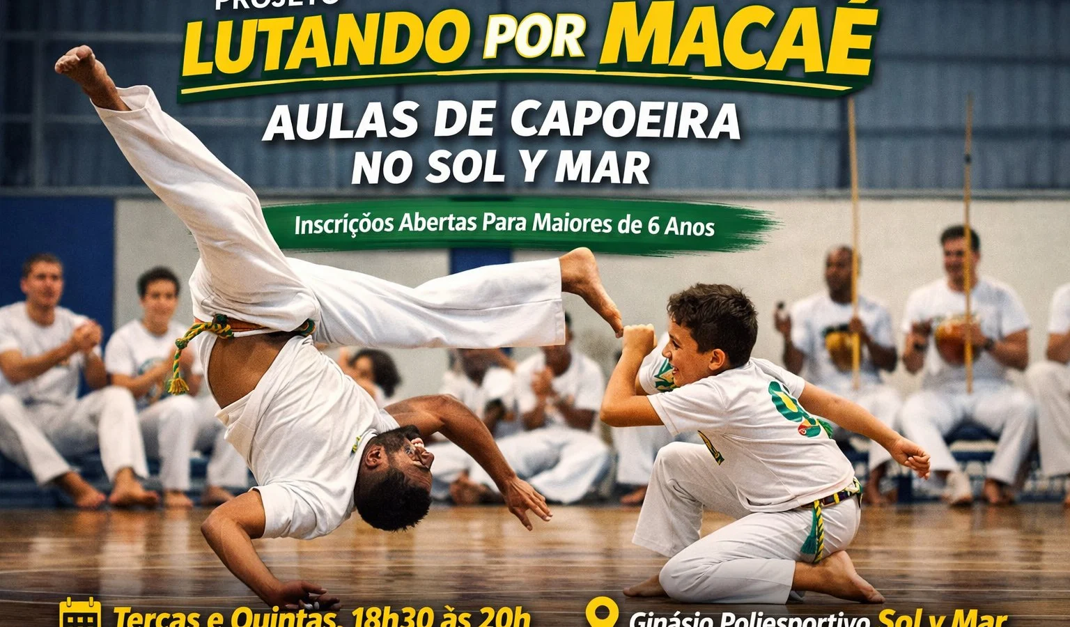 Projeto “Lutando por Macaé” abre vagas para aulas de capoeira no Sol y Mar