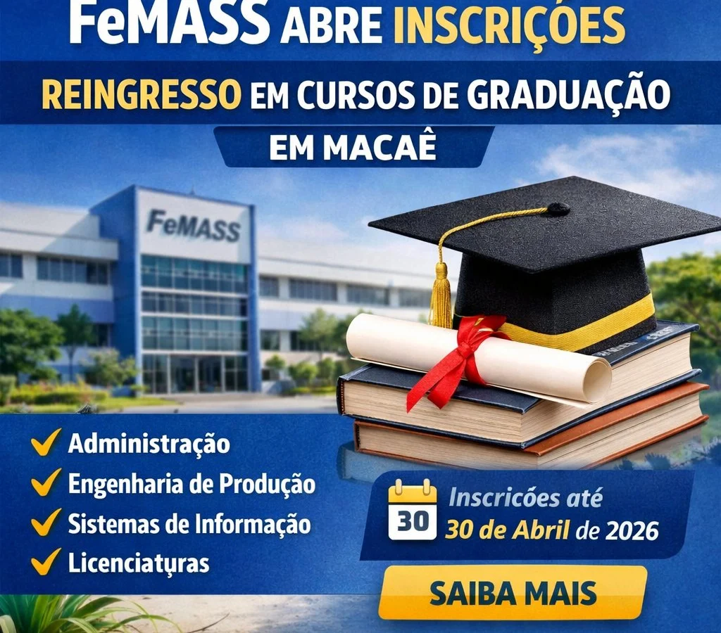 FeMASS abre inscrições para reingresso em cursos de graduação em Macaé até 30 de abril