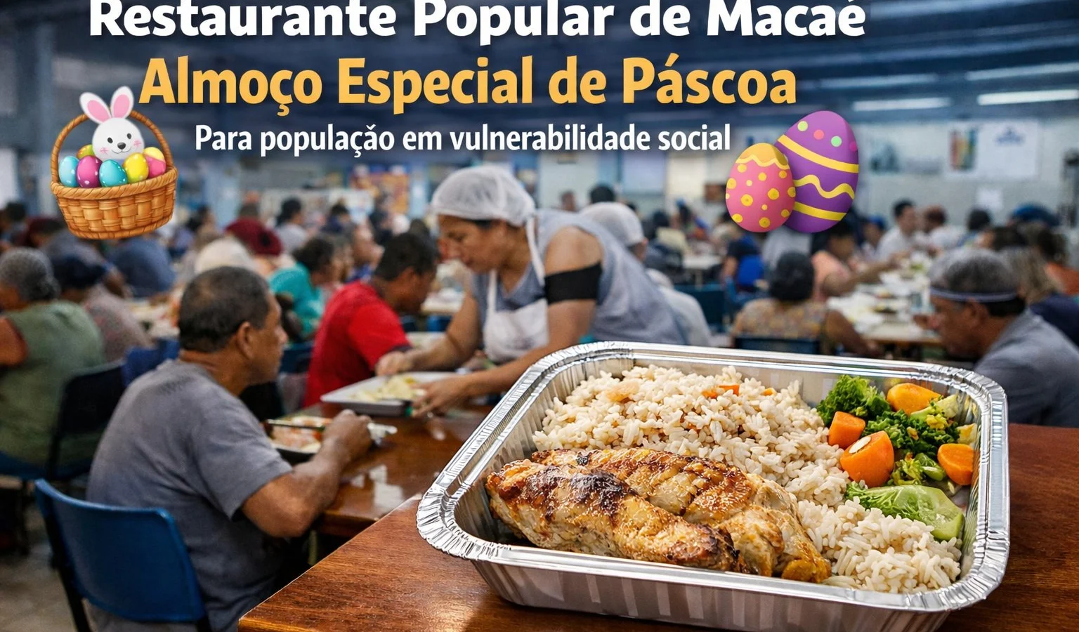 Restaurante Popular de Macaé promove almoço especial de Páscoa para população em vulnerabilidade social