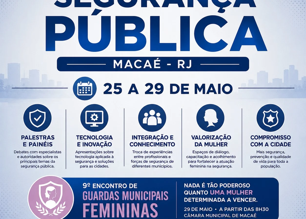 IV Semana da Segurança Pública de Macaé terá palestras, tecnologia e Encontro de Guardas Municipais Femininas