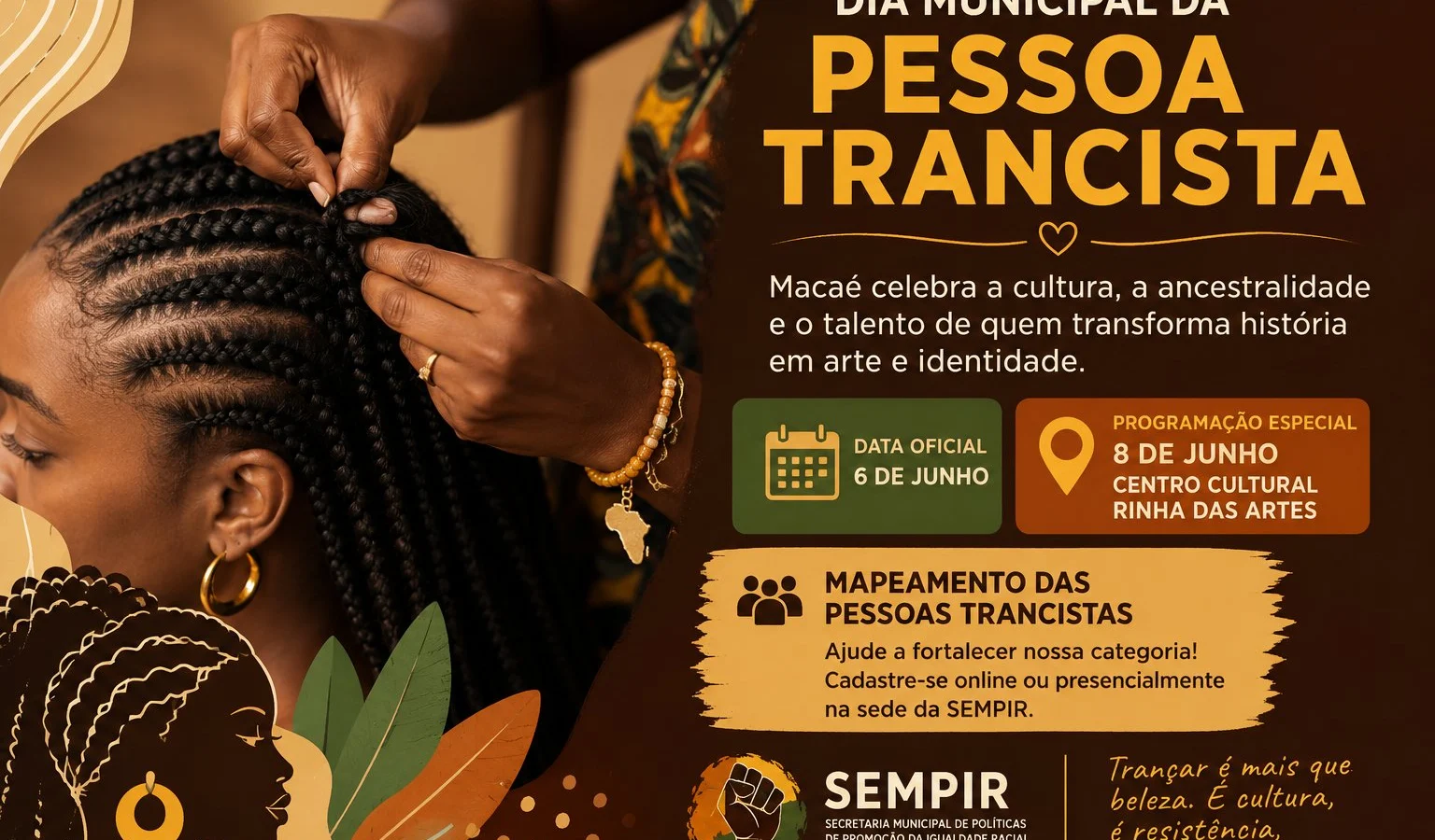 Dia Municipal da Pessoa Trancista: Macaé prepara programação especial para valorizar cultura afro-brasileira