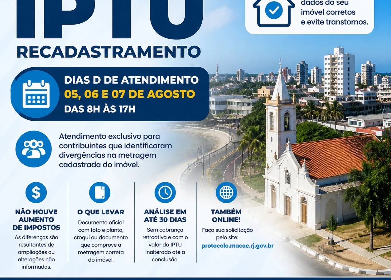 Revisão do IPTU em Macaé: Dias D seguem até quinta-feira com atendimento especial ao contribuinte