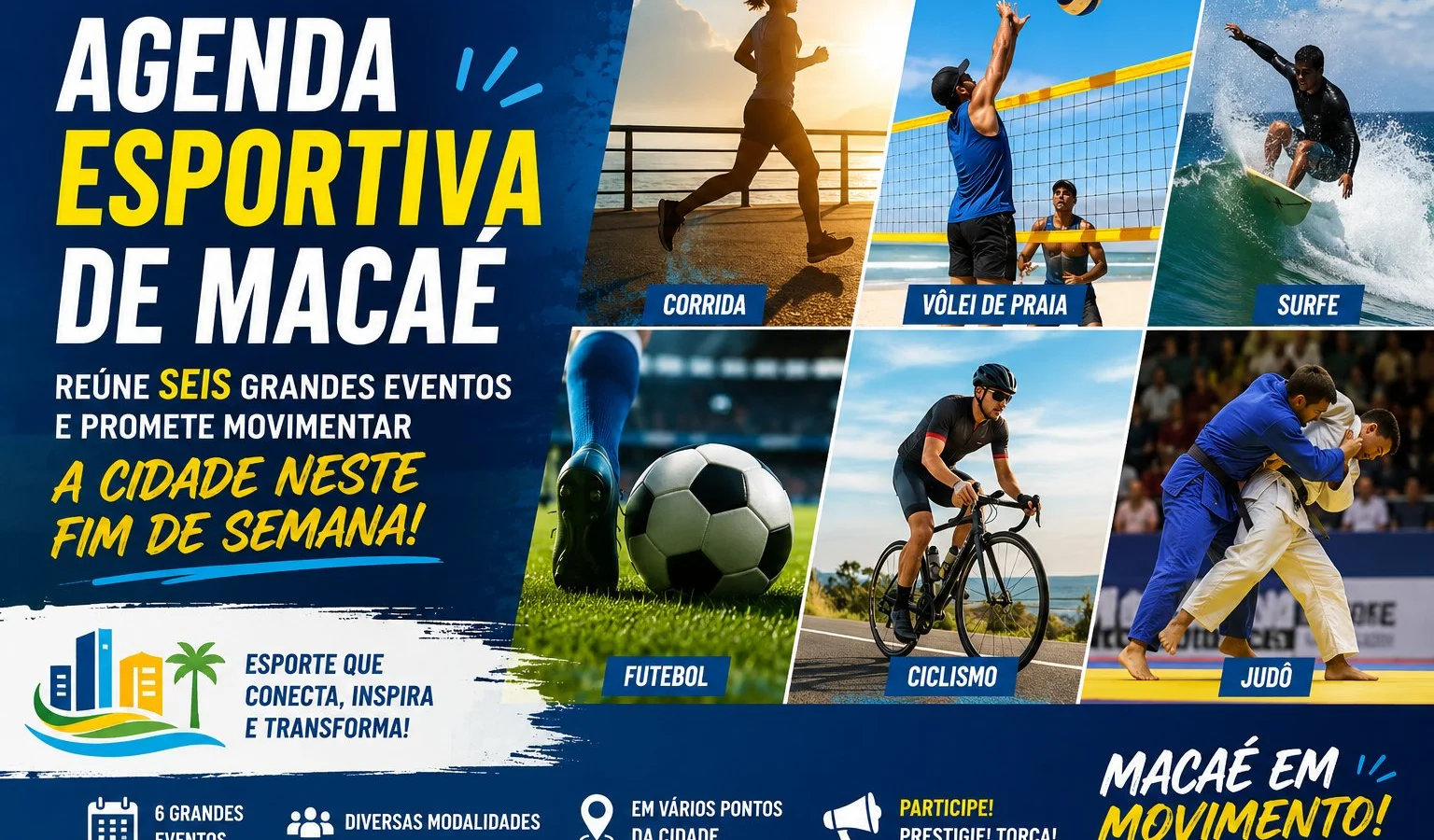 Agenda esportiva de Macaé reúne seis grandes eventos e promete movimentar a cidade neste fim de semana