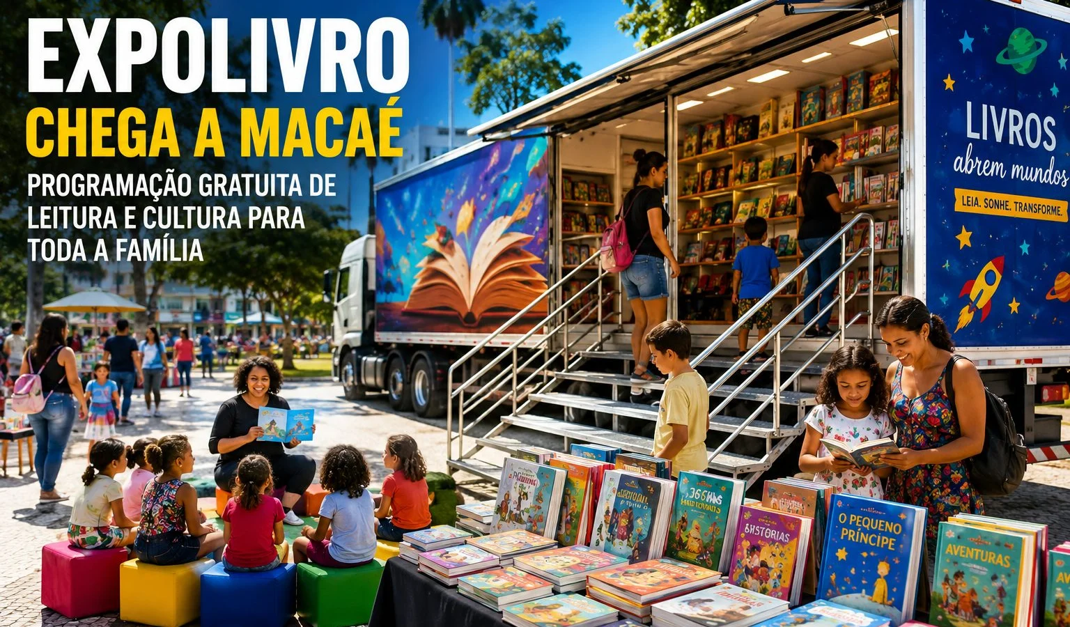 Expolivro em Macaé: maior projeto itinerante de incentivo à leitura chega à Praça Veríssimo de Melo