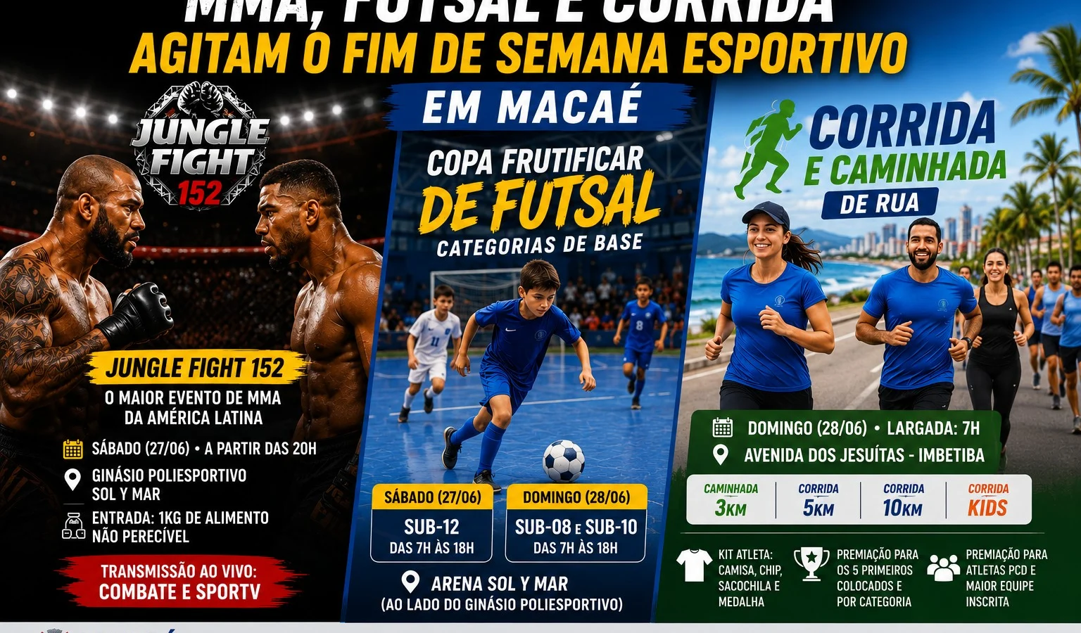 MMA, Futsal e Corrida movimentam Macaé com grandes eventos esportivos neste fim de semana