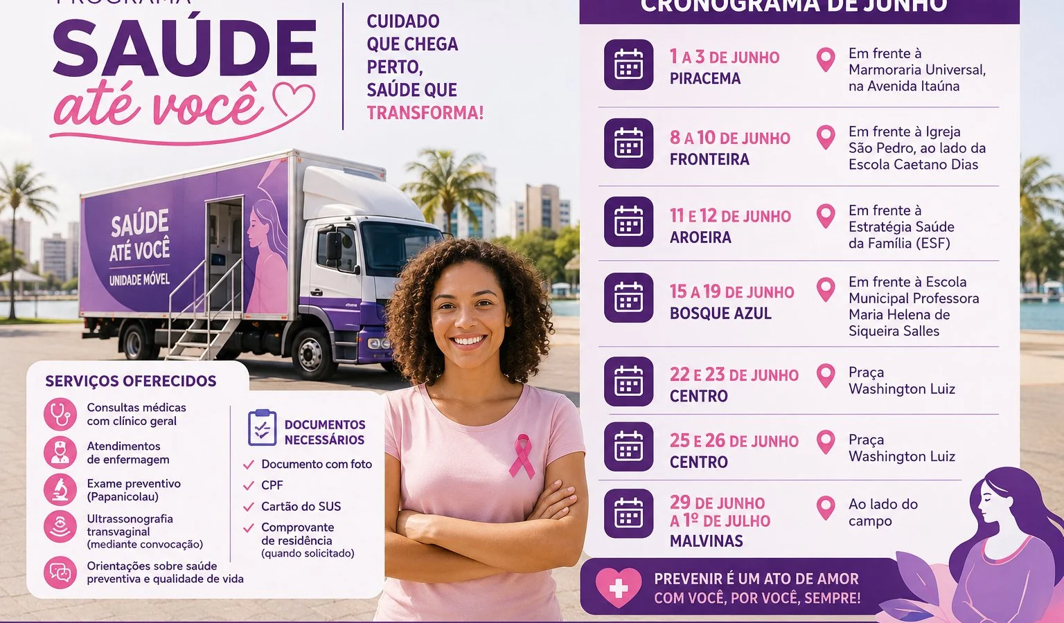 Programa Saúde até Você amplia atendimento à saúde da mulher e divulga cronograma completo de junho em Macaé