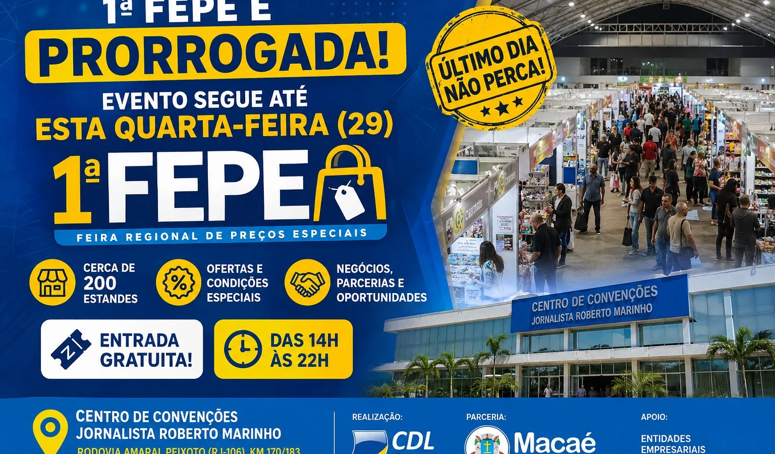 FEPE é prorrogada até esta quarta-feira (29) e movimenta o comércio de Macaé