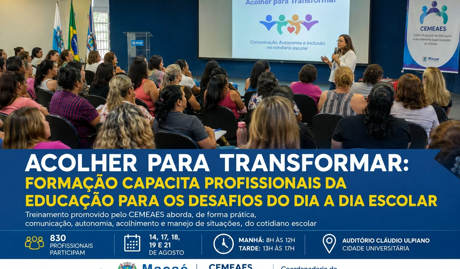 Formação em Macaé capacita profissionais da Educação para inclusão e desafios do cotidiano escolar