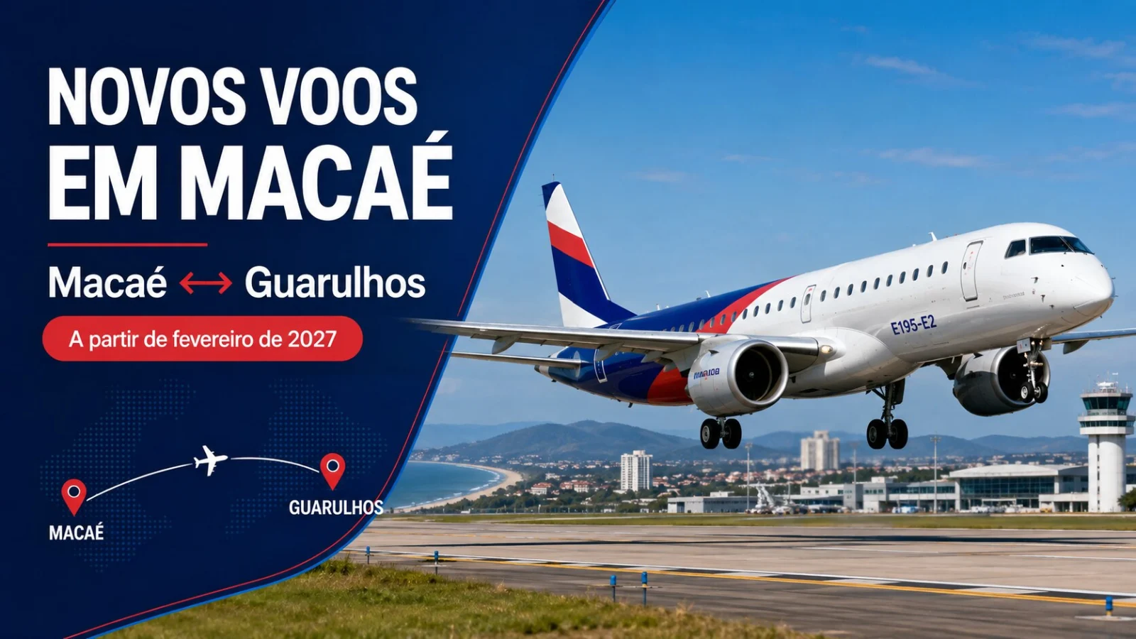 Latam anuncia voos diretos entre Macaé e Guarulhos a partir de fevereiro de 2027