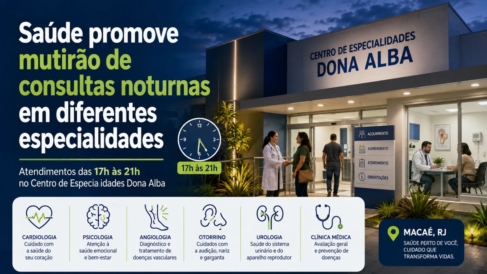 Mutirão de consultas noturnas em Macaé amplia atendimento em diferentes especialidades